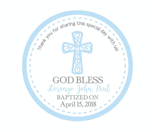 Personalized Baptism First Communion Thank You Favor Stickers