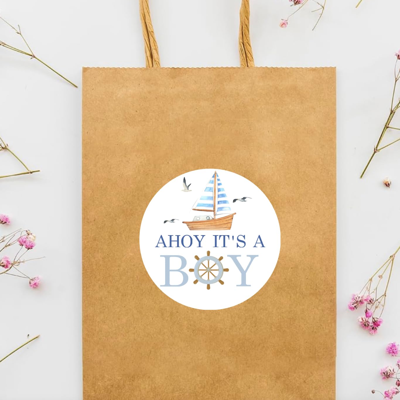 AHOY Nautical Baby Shower -Sticker for Shower - Boy Baby Shower - Nautical baby shower labels - Ahoy its a BOY - Sailboat Sailor - nautical labels for favors