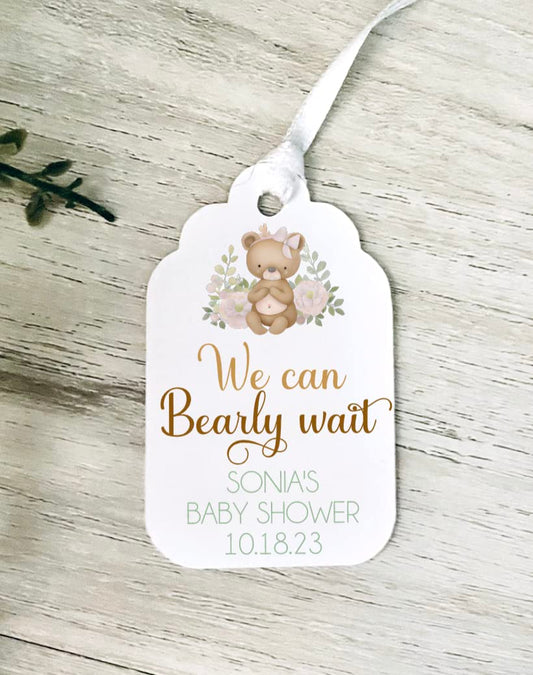 We Can Bearly Wait - Teddy Bear Themed Favor Tags - Thank You Beary Much for Coming - Custom - Personalized