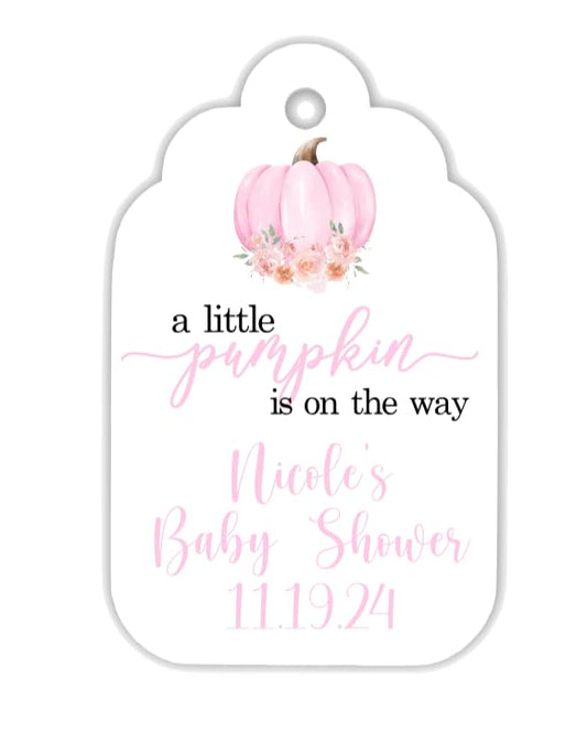 Personalized A Little Pumpkin Thank You Favor Tags, Baby Shower, Gender Reveal