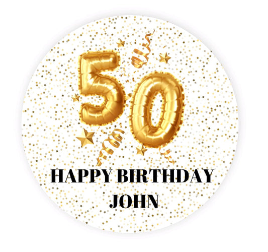 Personalized Gold 50th Birthday Party Favor Stickers Labels Tags