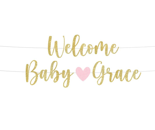 Custom Baby Shower Banner – Glittery, Personalized Sign for Gender Reveals