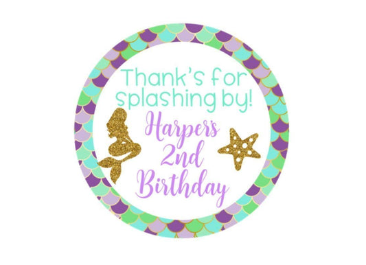 Personalized Mermaid Thank You Stickers