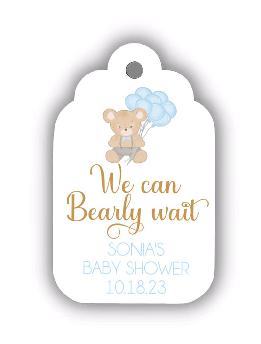 We Can Bearly Wait - Teddy Bear Themed Favor Tags - Thank You Beary Much for Coming - Custom - Personalized