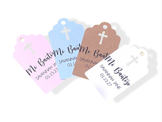 Mi Bautizo Favor Tags Personalized Custom Baptism Christening Favor Tags labels God Bless