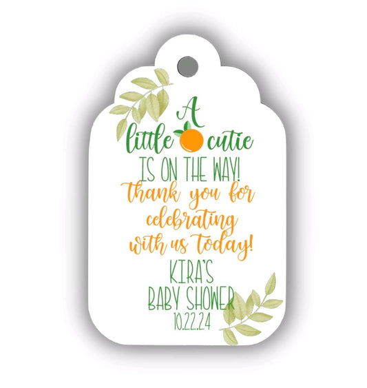 A Little Cutie Is On The Way Personalized Favor Tag, Thank You Favor Tags, Little Cutie Orange Clementine