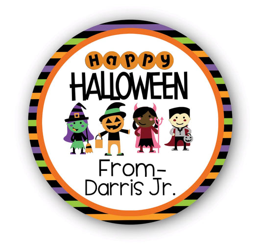 Personalized Customized Halloween Party Favor Thank You Stickers - Round Labels - Choose Your Size