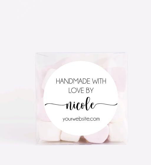 Personalized Round Small Business Sticker Labels, 120-Pack, Handmade Stickers for Packaging, Product Labels for Small Business, Business Thank You Stickers, Handmade With Love