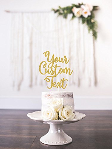 Custom Text Personalized Gold Glitter Cake Topper