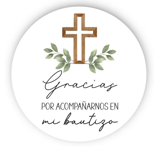 Mi Bautizo Gracias Por Acompañarnos Favor Stickers - Spanish Baptism Stickers - Mi Bautizo Stickers