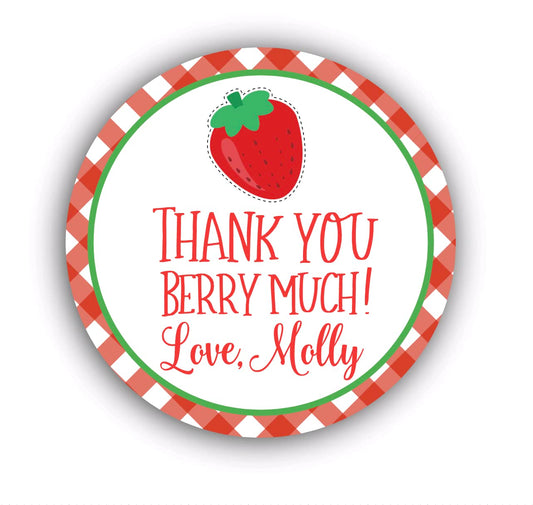 Thank You Berry Much Strawberry Favor Stickers, Strawberry Labels, Strawberry Party Decorations