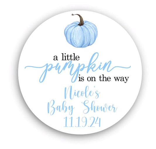 Personalized A Little Pumpkin Thank You Favor Stickers, Baby Shower, Gender Reveal