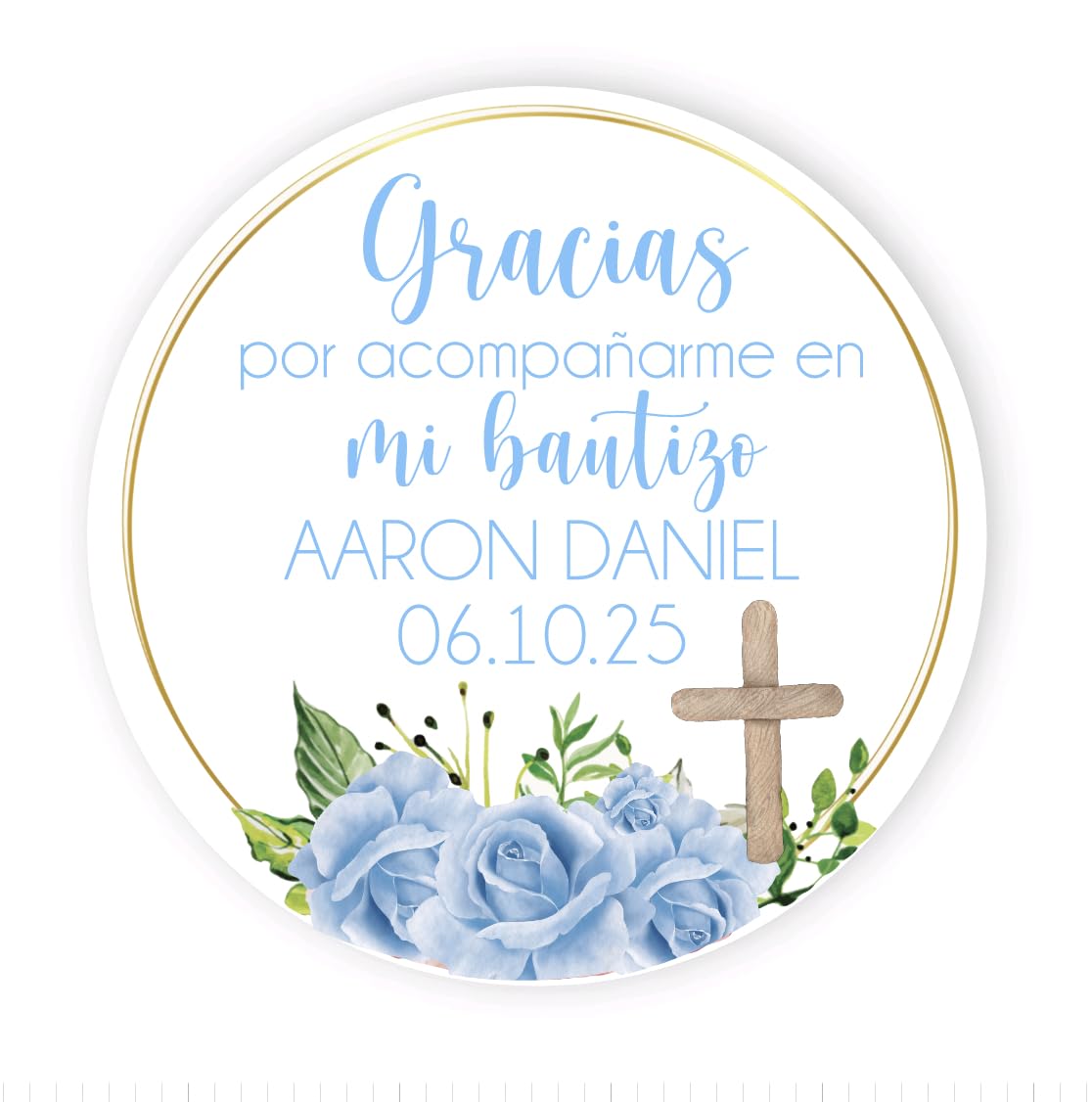 Gracias por celebrar mis pegatinas de recuerdo de fiesta de bautismo, decoraciones de recuerdo de bautismo, bautizo, azul claro para niños