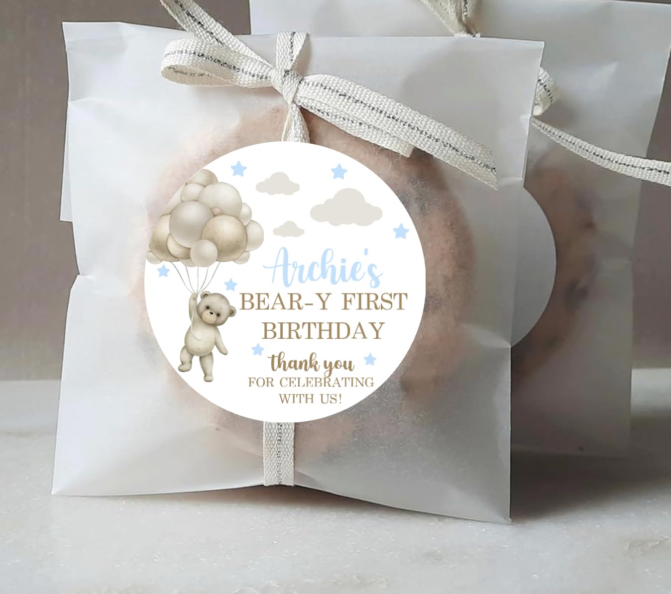 Bear 1st Birthday Stickers, First Birthday Boy Stickers, It's My Beary 1st Birthday Round Stickers, Mason Jar Stickers, Party Favors Gift Labels