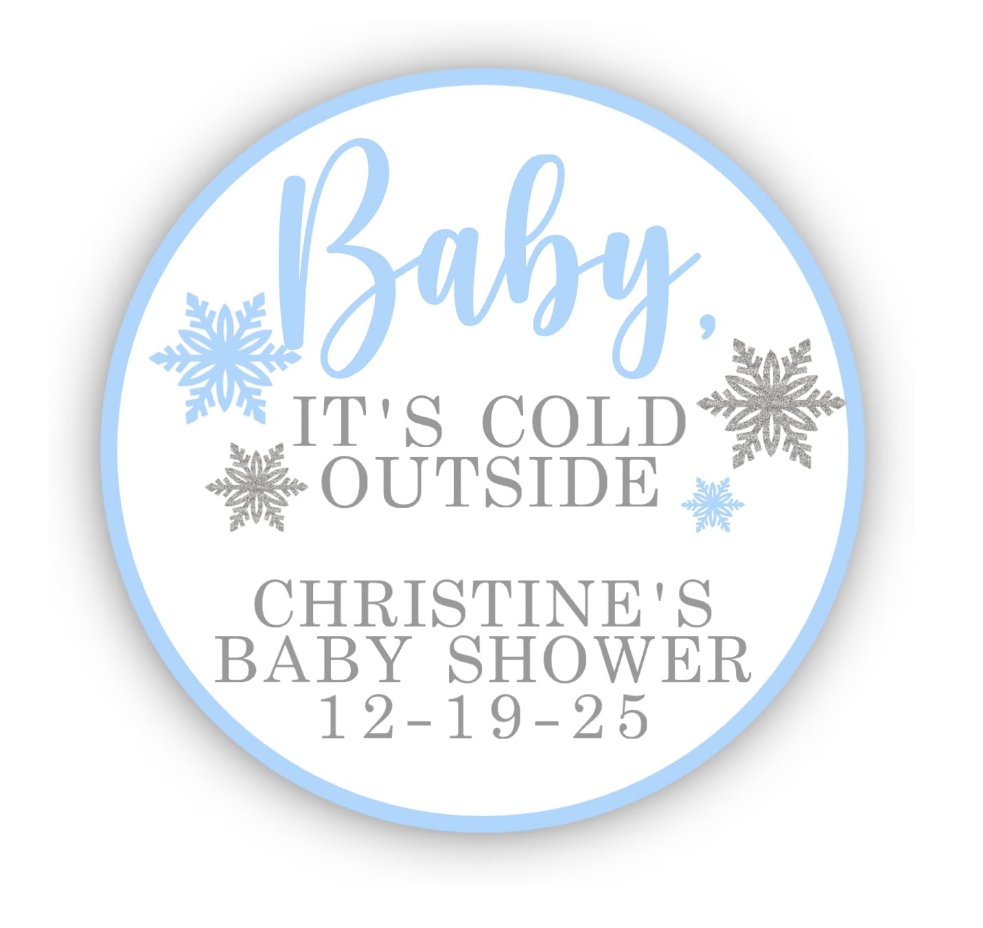 Baby its Cold Outside Stickers - Baby Shower Labels - Gender Reval - Winter Party Favors - Light Blue