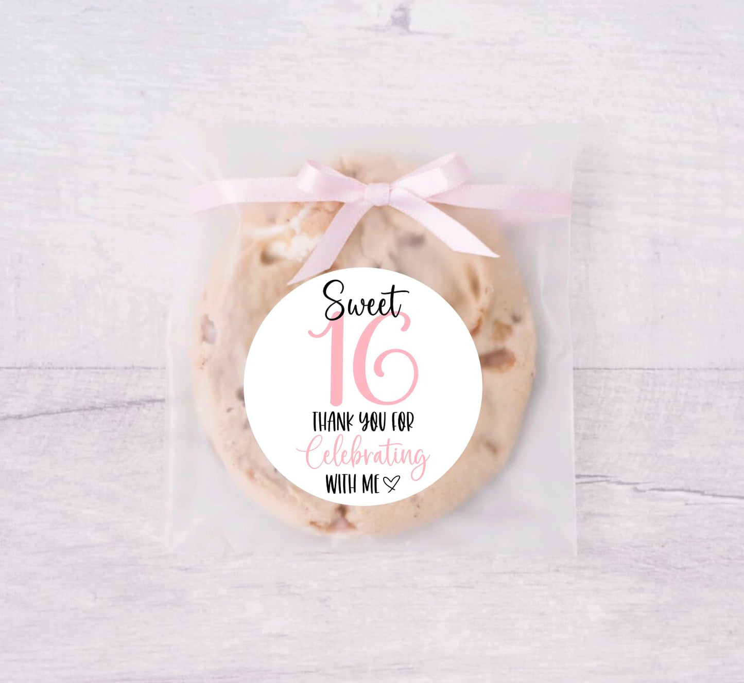 Sweet Sixteen Party Favor Stickers - Birthday Party Stickers - Thank you for celebrating with me stickers