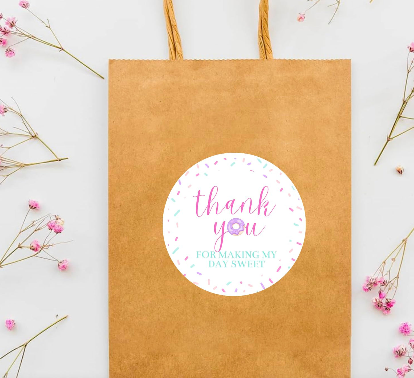 Donut Birthday Party Thank You Favor Stickers - 2 inch