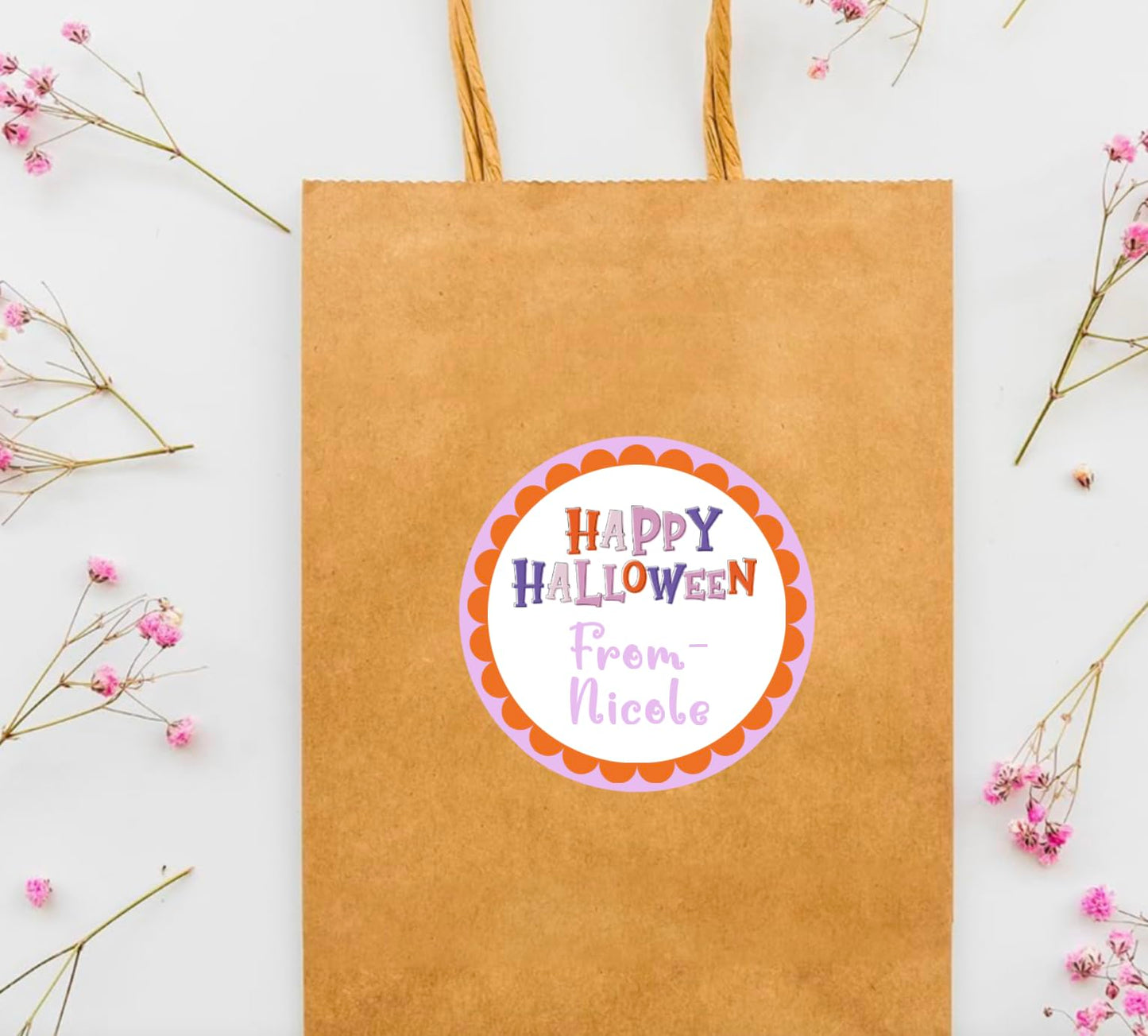 Personalized Customized Halloween Party Favor Thank You Stickers - Round Labels - Choose Your Size