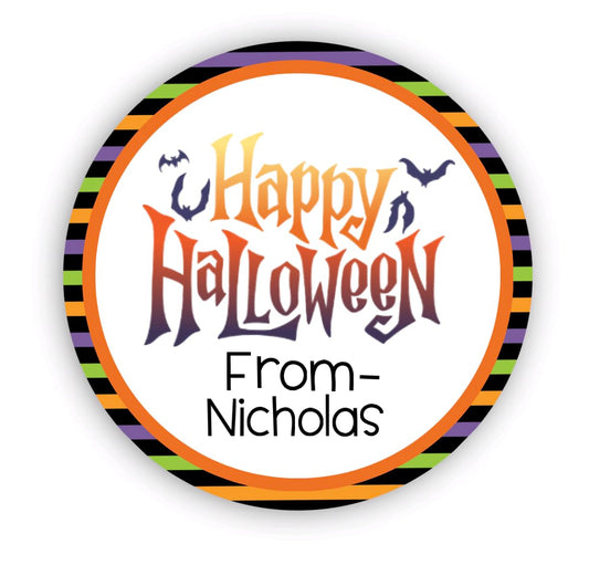Personalized Customized Halloween Party Favor Thank You Stickers - Round Labels - Choose Your Size