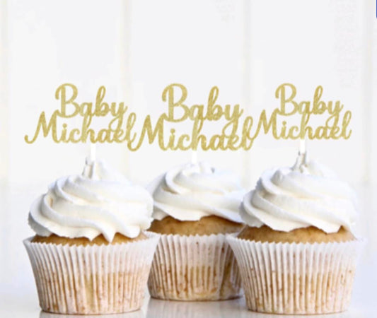 Custom Baby Shower Gender Reveal Cupcake Toppers