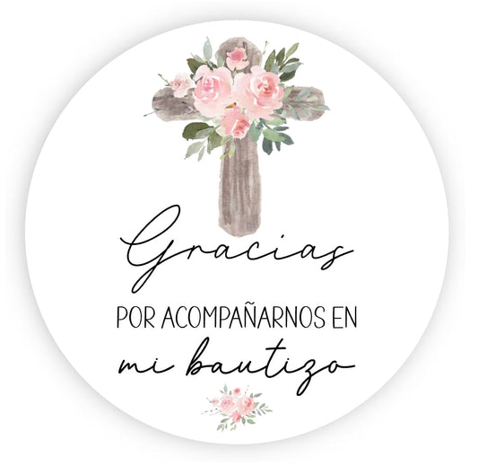 Mi Bautizo Gracias Por Acompañarnos Favor Stickers - Spanish Baptism Stickers - Souvenir Labels