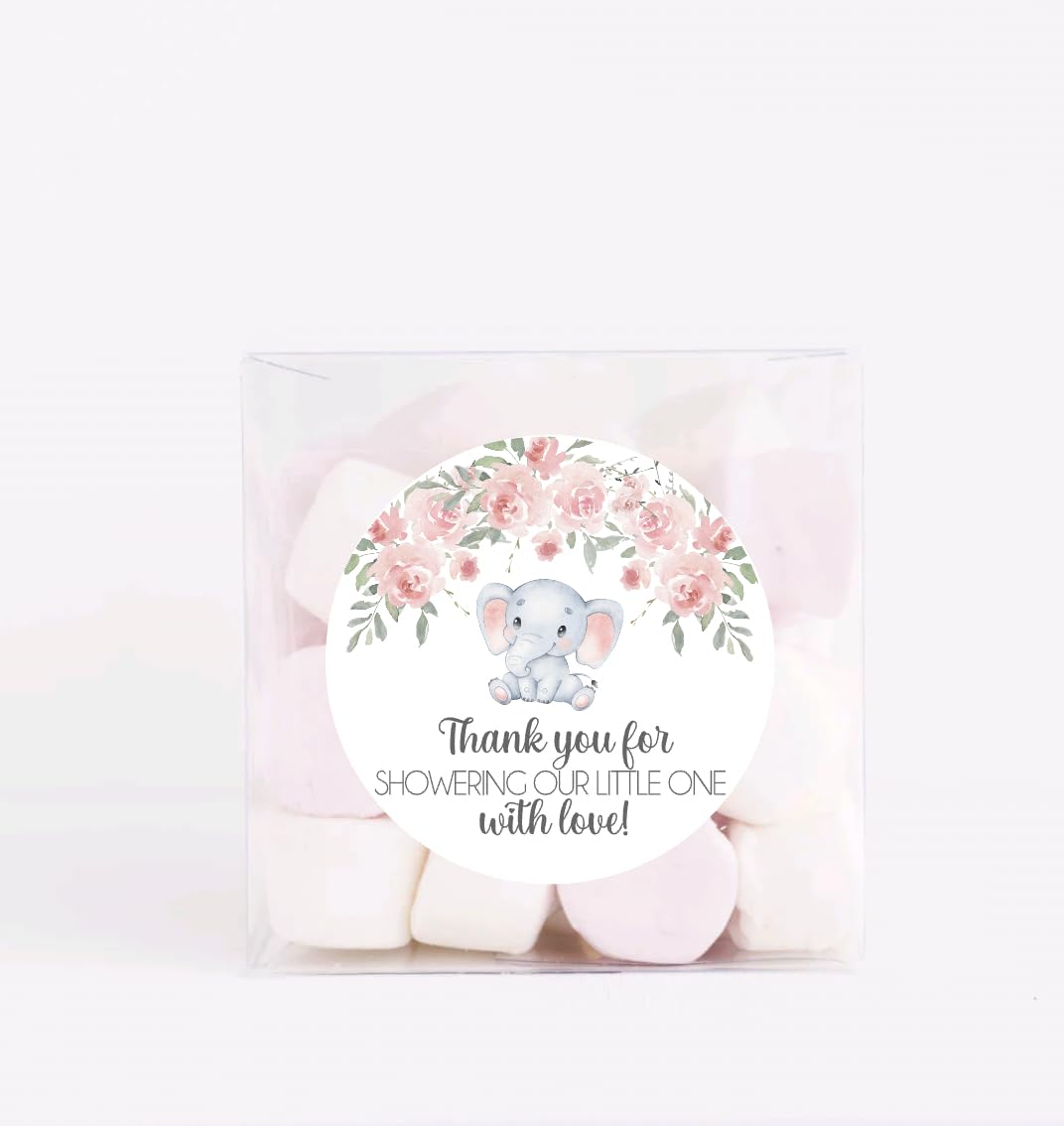Round Elephant Baby Shower Thank You Favor Stickers