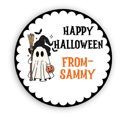 Personalized Customized Halloween Party Favor Thank You Stickers - Round Labels - Choose Your Size