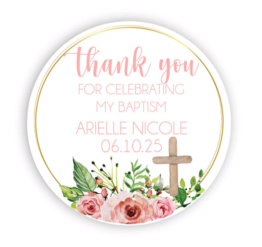 Cross Stickers God Bless Sticker Labels for Religious Baptism, Confirmation, Christening, First Communion, For Girls