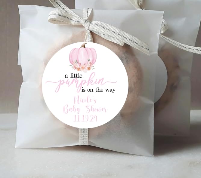Personalized A Little Pumpkin Thank You Favor Stickers, Baby Shower, Gender Reveal