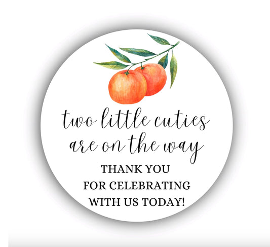 two little cuties are on the way Stickers - Baby Shower Stickers - Thank you for Celebrating With Us Today