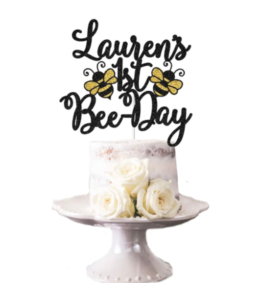 1st Bee Day Cake Topper, Personalized Bee Cake Topper, Bee Birthday Party Decor, Bee Day Decor, Spring Birthday Party, Any Name Any Age