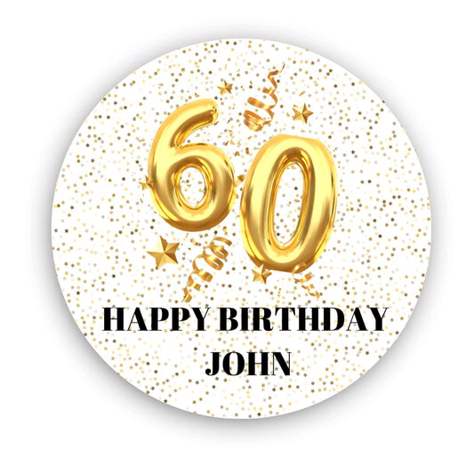 Personalized Gold 60th Birthday Party Favor Stickers Labels Tags