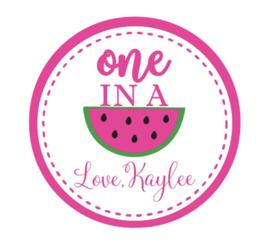 One in a melon, Watermelon Birthday Party Favor Stickers, Thanks A Melon, Personalized Thank You Labels, Party Favor Stickers