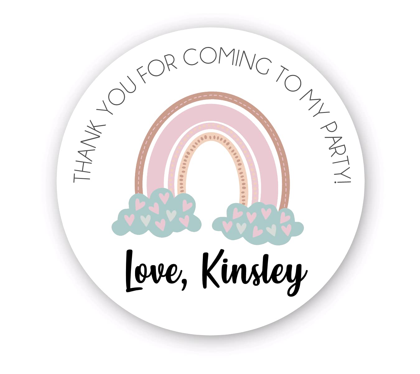 Thank you Boho Rainbow Birthday Party Stickers, Personalized Kids Birthday Gift Stickers, Favor Thank You Stickers