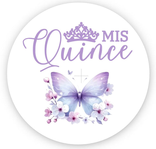 Mis Quince Anos - Quinceanera Sweet 15 Birthday Party Circle Sticker Labels