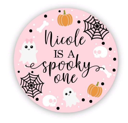 Spooky One 1st Birthday Thank You Favor Stickers - Custom Name - Halloween Birthday Labels