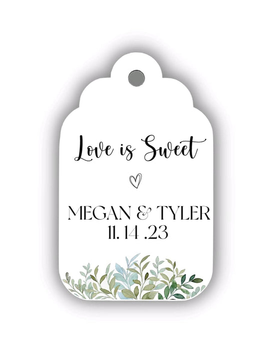 Greenery Wedding Tags for Welcome Bags, Wedding Favor Tags, Woodland Greenery Themed Party, Custom Thank You Tags, Love Is Sweet Tags