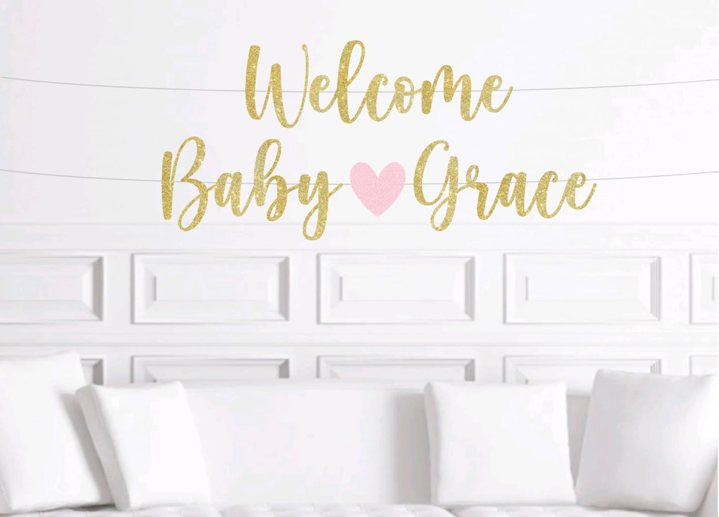 Custom Baby Shower Banner – Glittery, Personalized Sign for Gender Reveals