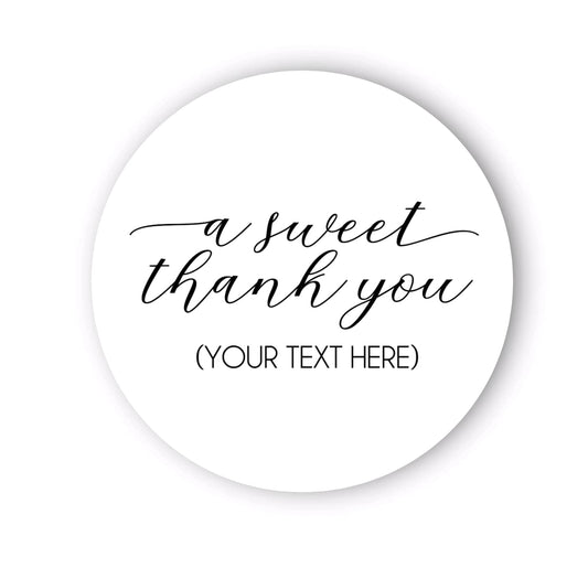 A sweet thank you personalized custom stickers, Thank you treat bag sticker