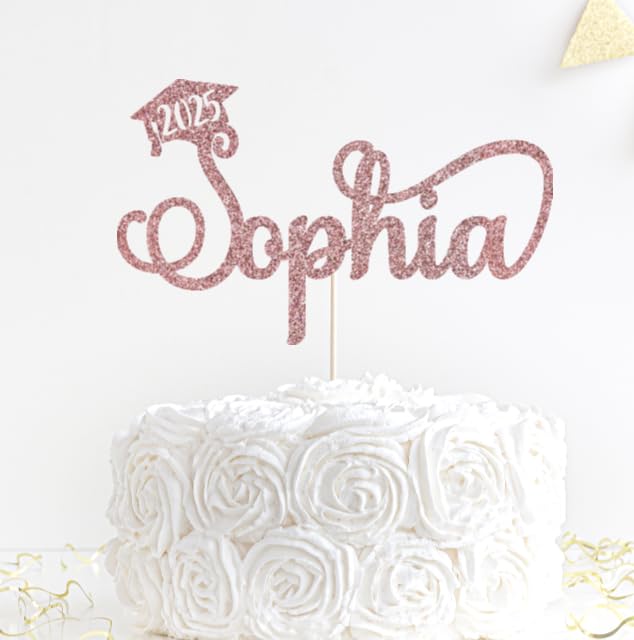 2025 Graduation Cake Topper, Custom Graduation Cake Topper, Congrats Custom Personalized Name Cake Topper, Class of 2025, Rose Gold