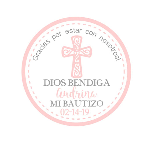 Mi Bautizo Favor Sticker Labels Personalized Custom