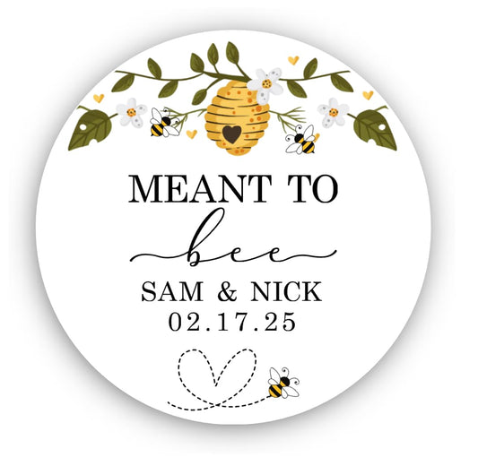 Meant to bee sticker, Honey favor stickers, Meant to bee labels, Custom wedding stickers, Honey bee party