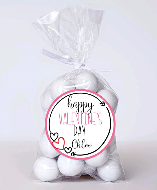 Personalized Kid's Valentine's Treat Stickers Valentine's Day Party Favor Label - Choose your size