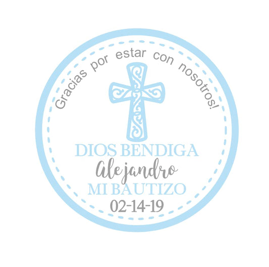 Mi Bautizo Favor Sticker Labels Personalized Custom