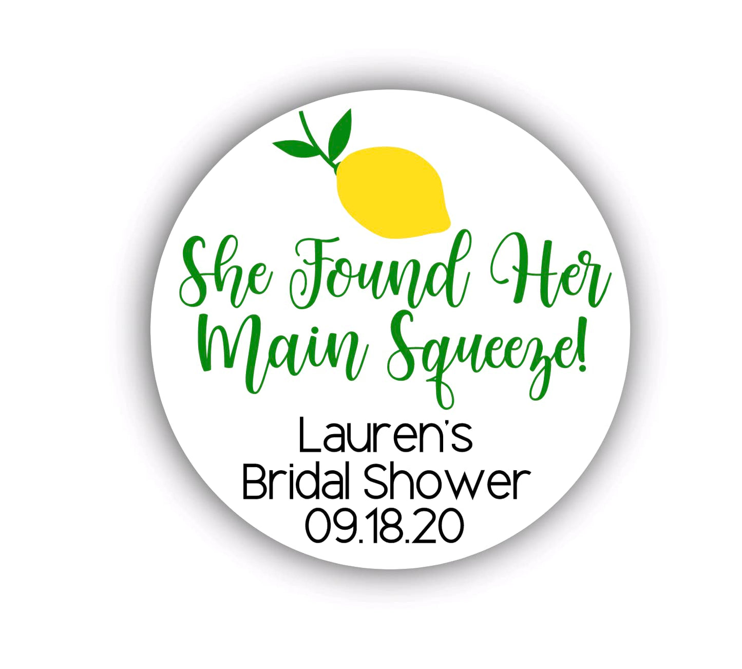 She found her main squeeze bridal shower stickers, Personalized Custom Bridal Shower Lemon Stickers, Treat bag stickers