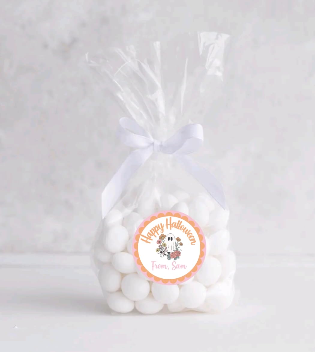 Personalized Customized Halloween Party Favor Thank You Stickers - Round Labels - Choose Your Size