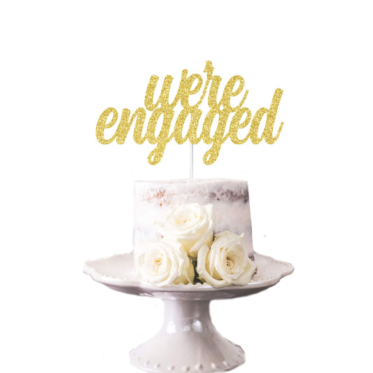 We're Engaged Cake Topper Bridal Shower Engagement Party Glitter Decorations