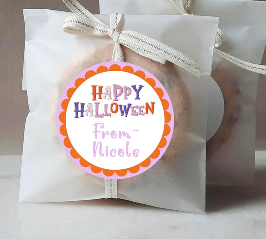 Personalized Customized Halloween Party Favor Thank You Stickers - Round Labels - Choose Your Size