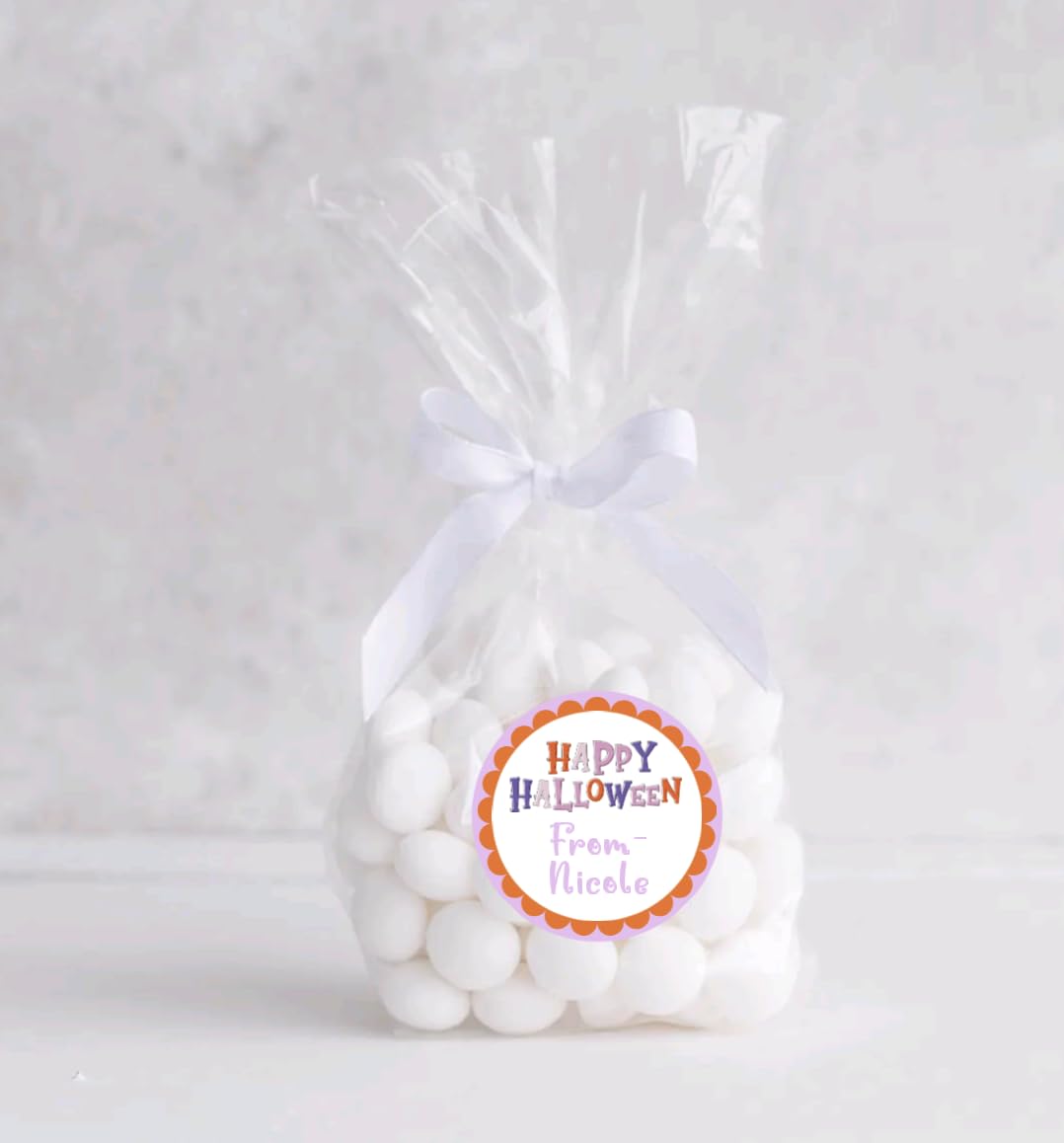 Personalized Customized Halloween Party Favor Thank You Stickers - Round Labels - Choose Your Size