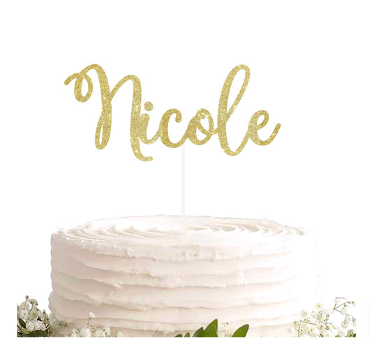 Personalized Name Cake Topper Birthday Wedding Baby Shower Gender Reveal Glitter Topper